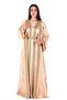 Moroccan embroidered satin kaftan dress with a waist belt - 5