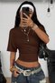 Cool Bele Sitting Brown Wide Sleeve Fit Corset Detailed Stretchy Blouse - 2