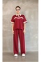 Oversize Modal Fabric Garnished Tracksuit Set Soft Textured Shirt Collar Loose Fit Set - 4