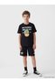 Two Mt Shop Quality Lcw Kids Black Elastic Waistband Boys Stumble Guys Printed Shorts