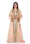Moroccan embroidered satin kaftan dress with a waist belt - 4