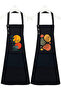 Kitchen Apron Set of 2 Stain-Resistant Water-Repellent Fabric Colorfast Print Floral Botanical Pattern Double Apron - 3