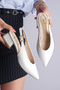 White Wrinkled Patent Leather Meyten Heels 3 cm - 7
