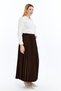 Brown Pleated Women's Long Crepe Skirt with Elastic Waist Pleated - 2