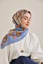 Twill Silk Scarf Shawl Pattern Sky Blue 90X90 - 2