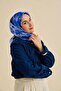 Twill Silk Scarf Floral Pattern Baby Blue 90X90 - 5