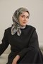 Twill Silk Scarf Almond Motif Pattern Light Gray 90X90 - 3