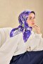 وشاح حرير تويل بنمط فني باللون الأرجواني النابض بالحياة 90x90 - 3