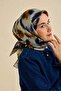 وشاح حريري من التويل بنمط زهور تجريدي أزرق منتصف الليل 90x90 - 5