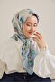Twill Silk Scarf Shawl Pattern Ecru 90X90 - 3