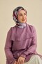 Twill Silk Scarf Abstract Floral Pattern Pale Lilac 90X90 - 2