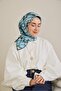 وشاح حرير تويل بنمط تجريدي أزرق فاتح 90x90 - 2