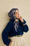 Twill Silk Scarf Floral Art Pattern Midnight Blue 90X90 - 5