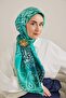 Twill Silk Scarf Classic Motif Turquoise 90X90