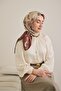 Twill Silk Scarf Shawl Pattern Ivory 90X90 - 2