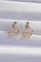 Brass Gold Color Zircon Stone Flat Bow Model Earrings - 2