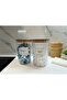 وعاء تخزين للمنظفات والأقراص بغطاء خشبي بيضاوي الشكل سعة 2.3 لتر - 4