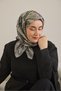 Twill Silk Scarf Almond Motif Pattern Light Gray 90X90 - 5