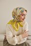 وشاح حرير تويلي بنمط أصفر 90x90 - 2