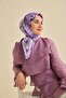 وشاح حرير تويل بنقشة زهور ناعمة باللون الأرجواني الفاتح 90x90 - 5