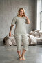 Capri Short Sleeve Pajama Set Women's Plus Size Milan Fabric - 3