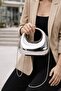Half Moon Metal Chain Women's Evening Dress Bag - 2