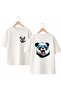 Panda with Glasses Printed on the Back and Chest, 100% Cotton Oversize Loose Regular Fit Crew Neck T-Shirt