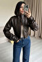 New Season Motorcycle Rider Brown Women's Leather Jacket - 3