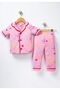 100% Cotton Short Sleeve Buttoned Summer Tiny Colorful Heart Love Patterned Unisex Baby Kids Pajama Set