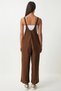Women's Brown Summer Gabardine Gardener Stylish Overalls with Front Pockets and Straps L26-Bcdf-234202 - 5