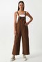Women's Brown Summer Gabardine Gardener Stylish Overalls with Front Pockets and Straps L26-Bcdf-234202 - 4