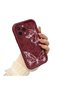 iPhone 13 Pro Max Compatible Burgundy Butterfly Silicone Case with Camera Protection, Shock Absorbing, Comfortable Grip - 3
