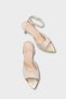 Women's Pointed Toe Gold Buckle Detailed Casual Heels Rias Beige - 5