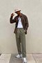 Men's Oversize Striped Linen Blend Shirt Brown - 3