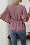 Women's Front Buttoned Short Sleeve Crepe Blouse - 2
