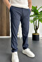Men's Slim Fit Buttoned Waist Trousers Navy Blue Edw473 - 4