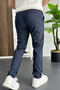 Men's Slim Fit Buttoned Waist Trousers Navy Blue Edw473 - 5