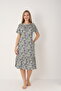 Women's Cotton Modal Fabric Button Detailed Patterned Stylish Dress 7995 - 3