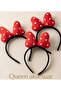 Cute Minnie Mouse Red Polka Dot Bow Crown with Curved Sponge Plush Voluminous Children's Women's Crown - 2