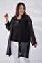 Women's Plus Size 2-Piece Evening Dress Blouse with Stone Collar Black - 3