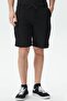 Men's Relaxed Fit Black Bermuda Shorts Men's Cargo Pocket Comfortable Cut Cotton Linen Shorts Black - 3