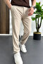 Men's Slim Fit Buttoned Waist Trousers Cream Edw473