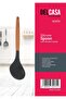 DC3170 Silicone Spoon with Wooden Handle, Black/Brown