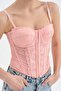 Women's Front Lace Detailed Design Crop Corset - 5