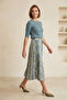 Women's Plus Size Lycra Midi Length A-Line Snake Patterned Mother Combed Cotton Skirt - 3