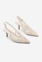 Women's Stiletto Pointed Toe Mesh Hand Knitted Embroidered Classic Heeled Shoes Berzen Ecru Straw - 6