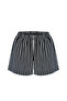 Women's Cotton Short Sleeve Black Striped Shorts Pajama Set - 3