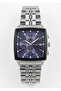 Men's Silver Metal Cord Purple Dial Square Case Functional Wristwatch 2 Years Warranty