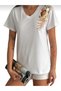Bird Printed, Sequined and Embroidered T-Shirt - 4