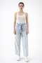 Women's Open Blue Denim Pants with Scarf and Wide Legs